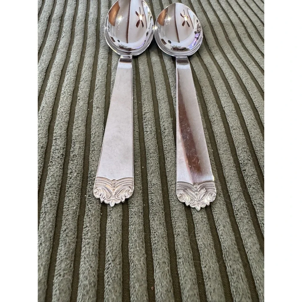 Cunit Made in Denmark Silver Plated Ornate Detail Spoons Set‎ of 2 Vintage